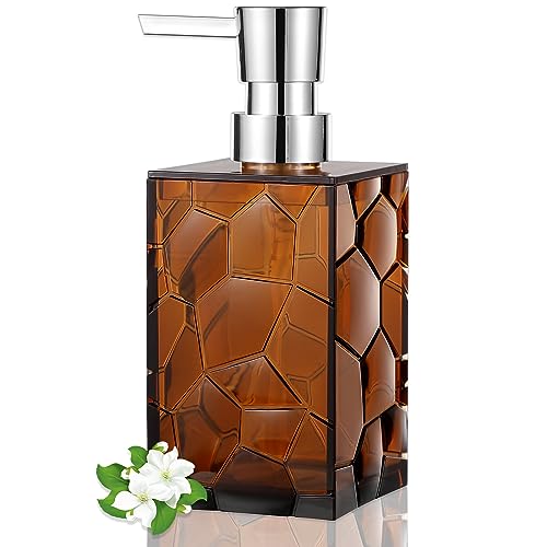 Hand Soap Dispenser, Clear Acrylic Plastic Liquid Pump Bottles Refillable Lotion Dispenser for Bathroom Decor Kitchen College Dorm, Amber - color: Clear Brown, size: 1 Pack