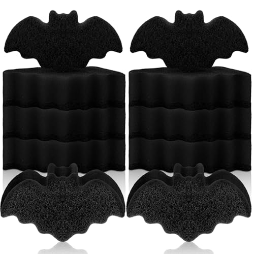Tioncy 12 Pack Bat Sponges Kitchen Bulk Dual Sided Scrubber Gothic Sponges Dishwashing Non Scratch Bat Kitchen Accessories Dish Scouring, Black - color: Black, style: Bat