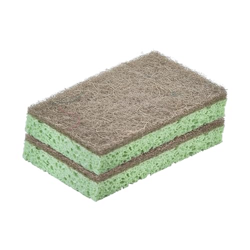 Kitchen Sponges for Washing Dishes, Non-Scratch Cellulose Dish Scrub Sponges, Cleaning Sponges for Household Use, Safe Cleaning Products, Kitchen Sponges Pack of 2, by Superio - color: Natural, size: 2-pack