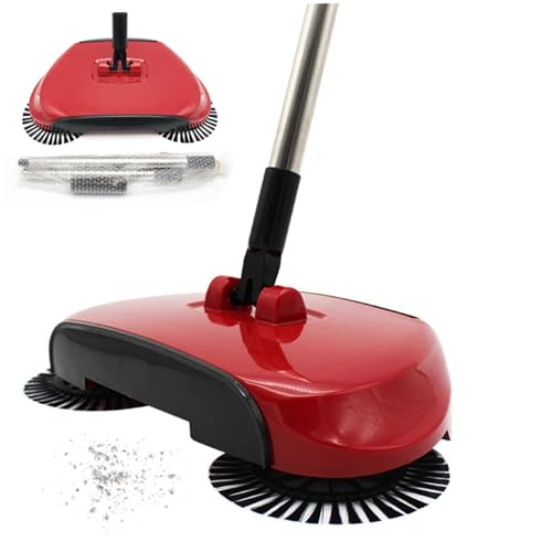 Carpet Sweeper 360° Rotation Manual Floor Sweeper with PET Broom Brush Robust Lightweight Hand for Home Office Low Carpets Rugs Undercoat Carpets, Red