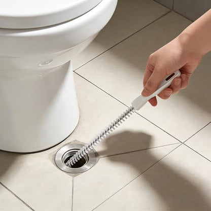 Drain Snake Cleaner Brush Flexible Pipe Clog Remover Tool for Sink Shower Bathtub Reusable Hair and Debris Cleaning Accessory (White) - color: White