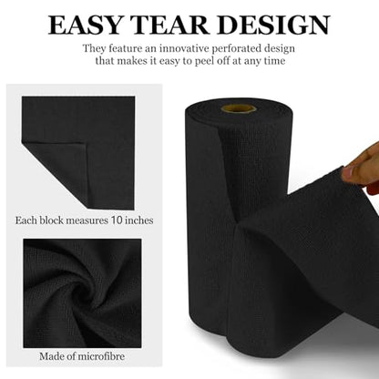 wuyaoyao 50PCS Microfiber Cleaning Cloth Roll, 10"×10" Tear Away Microfiber Towels, Reusable Washable Cloth Paper Towels, Multi-Purpose Cleaning Rags for Car Home Kitchen Garage Shop (Black) - color: Black