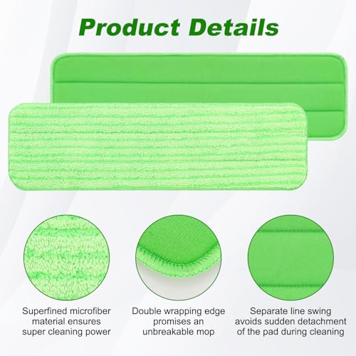 10 Pack Microfiber Cleaning Mop Pads Compatible with Bona Mops, 18-Inch Reusable & Washable Replacement Pads, Wet & Dry Mop Pads for Hardwood, Tile & Multi-Surface Floors