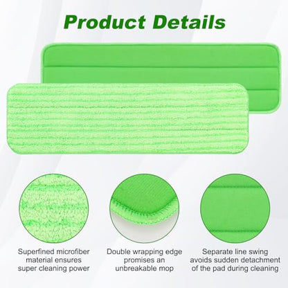 10 Pack Microfiber Cleaning Mop Pads Compatible with Bona Mops, 18-Inch Reusable & Washable Replacement Pads, Wet & Dry Mop Pads for Hardwood, Tile & Multi-Surface Floors