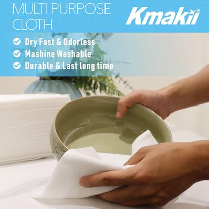 KMAKII Handi Wipe Reusable Cloths - Multi-Purpose Disposable Dish Cloths and Towels, Ultra Absorbent, Fast-Dry, Durable Cleaning Wipes for Kitchen and Home, White, 11.8 x 21 inches, Pack of 80 - color: White
