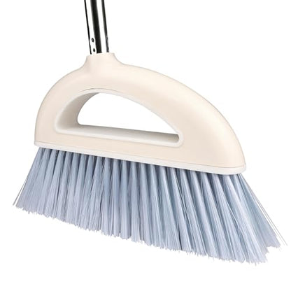 Angle Broom for Hardwood Floors - Soft Bristled Indoor & Kitchen Broom (Light Pink)
