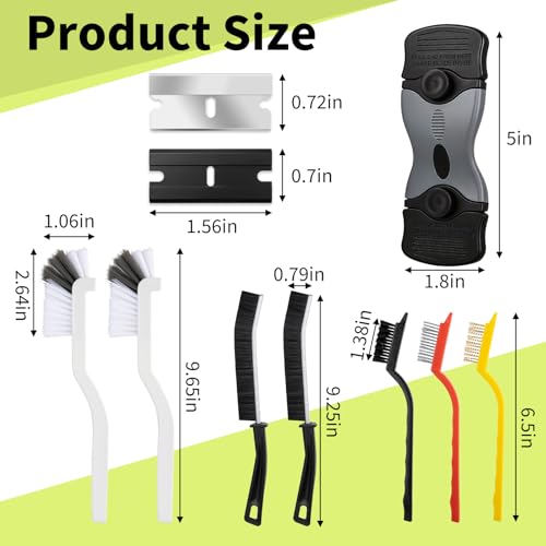Oven Cleaner Brush Set with Oven Scraper for Cleaning, Heavy Duty Wire Brush Set for Oven, Stove, BBQ Grill & Range Hood, Kitchen Cleaning Kits Tools for Removes Tough Grease & Rust