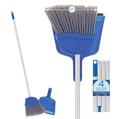 Angle Broom w/Dustpan, Indoor, 9.25" W Head, Smaller Style- Made w/Recycled Soda Bottles & Polished Aluminum Lightweight Handle, by LOLA, 1 Count - size: Aluminum Handle, style: Small Angle Broom w/ Dustpan