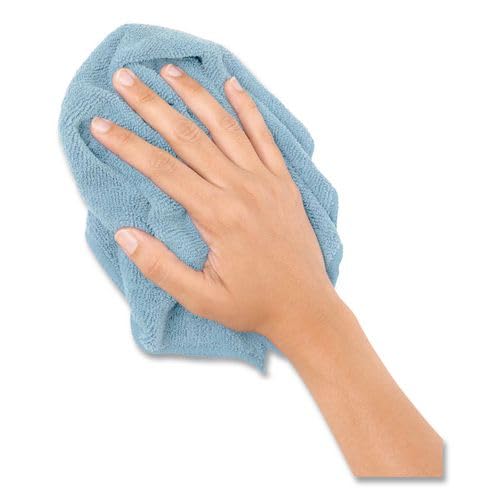 Boardwalk Microfiber Cleaning Cloths, 12-Pack, Blue, 12" Square, Superior Absorption, Washable, Lint & Streak Free, Used Wet Or Dry - color: Blue