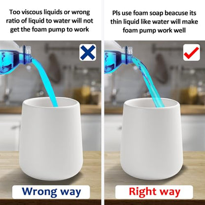 Soap Foaming Dispenser Ceramic with Easy-to-Press Pump Hand Foam Dispenser for Shampoo Bathroom Kitchen 12 oz - color: Foam-blackwhite