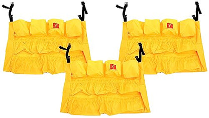 Trash Can Caddy Bag | Brute Compatible | Fits 32-55 Gallon Can | 12 Pockets | Heavy Duty Vinyl Construction Organizer for Cleaning & Janitorial Duties. (Pack of 3) - size: 3 Count (Pack of 1)