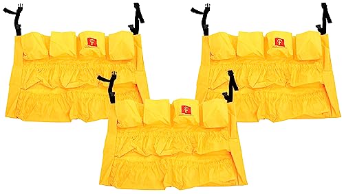Trash Can Caddy Bag | Brute Compatible | Fits 32-55 Gallon Can | 12 Pockets | Heavy Duty Vinyl Construction Organizer for Cleaning & Janitorial Duties. (Pack of 3) - size: 3 Count (Pack of 1)