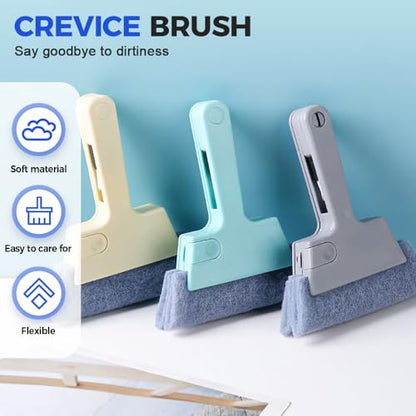 Magic Window Track Cleaner, 2025 New Magic Window Cleaning Brushes, Window Groove Cleaning Brush Tools Set, Hand-held Crevice Cleaning Brush for Window Slides and Gaps (Blue) - color: Blue
