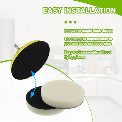 16pcs Foam Pads Power Scrubber Pads Set Electric Scrubber Replacement Scouring Pads fit for Dremel Versa Scouring Pads,White - size: White