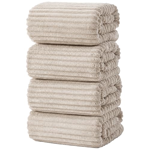 Extra Large Microfiber Bath Towels Set of 4, 30 x 60 Inches Oversized Quick Dry Shower Towels, Lint Free Super Absorbent & Ultra Soft Body Towels for Bathroom, Gym, Travel, SPA （Beige） - color: Beige, size: 30x60 Bath Towels of 4