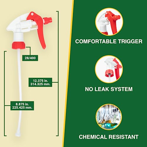 Heluva Green Spray Bottle Nozzle Replacement, Bottle Tops Only - Sprayer Nozzle Triggers for Heavy Duty, Commercial, Home Cleaning Solutions - Fits 8,16,24,32 oz Plastic & Glass Bottles, Red 24 pack - color: Red, size: 24 Pack