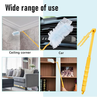 Colingmill 4 Pcs 3 ft Replacement Handles Compatible with Duster Refills, Long Extended Handle Only, Adjustable Length for Ceiling Fans, Blinds, Shelves, Windows, Foldable & Extendable (Yellow) - color: Yellow