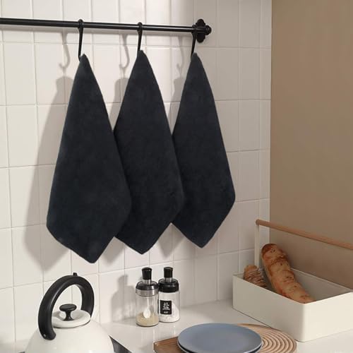 SINLAND Microfiber Cleaning Cloth Absorbent Dish Cloth Kitchen No Streak Dish Rags Glass Cleaning Cloths 12inchx12inch 12 Pack Black - color: Black