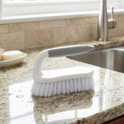2 Pack Heavy Duty Scrub Brush for Cleaning, Stiff Bristle Cleaning Brushes with Ergonomic Grip for Bathroom Shower Kitchen Sink Carpet Bathtub Tile Floor, Multi-Purpose Household Scrubber Brush