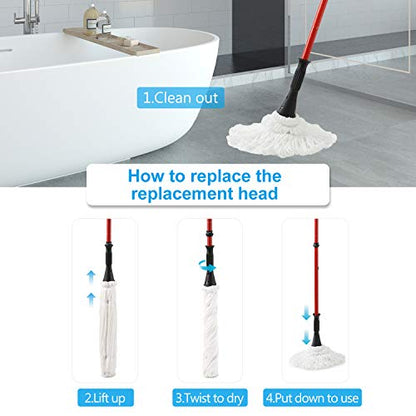 Eyliden Mop Model No.: FZ-02-2020/FZ-02-2019 Replacement Head, 2pcs Microfiber Mop Pads for Eyliden Twist Mops, Floor Cleaning Mops Head(Not Include Handle), Suitable for Any Surfaces (2pack Heads)