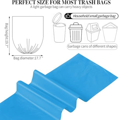 5 Rolls Small Trash Bags - 200 Counts Durable 4 Gallon Small Garbage Bags for home office kitchen Bathroom Bedroom Trash Can liners（Blue） - color: 200 Count Blue