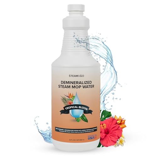 Steam & Go Demineralized Water for Steam Mop – Tropical Bloom Scent, 32 oz | Scented Floor Cleaner Solution, Ready-to-Use, Compatible with Any Steam Cleaner - size: 32 Fl Oz (Pack of 1)