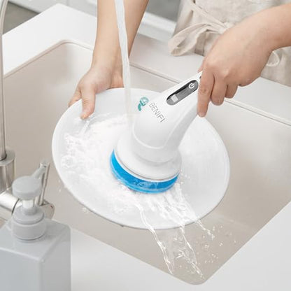 Electric Spin Scrubber Full-Body IPX7 Waterproof Cordless Bathroom Cleaning Brush with Power LCD Display and 8 Brush Heads - size: Normal