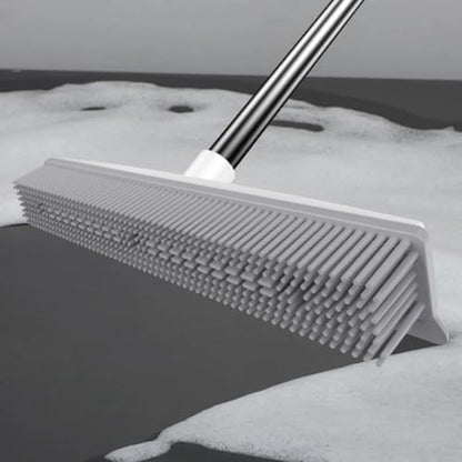 Rubber Broom & Carpet Rake - Pet Hair Remover for All Floor Types