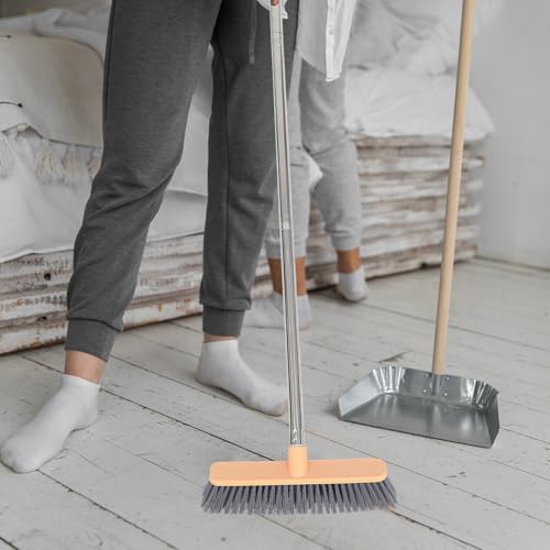 Beaupretty Household Cleaning Brush with Long Handle for Bathroom and Floor Sturdy Hard Bristles for Stubborn Stain Removal Lightweight Steel Rod with Padded Grip Practical Corner and Tile