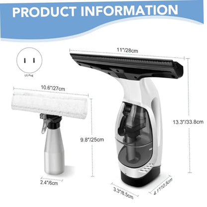 Window Vacuum Squeegee Cordless Electric Window Cleaner Squeegee Sparkling Finish Mirror Cleaner Tool for Showers Glass Countertops Tiles Vacuum, Electric, Vacuu