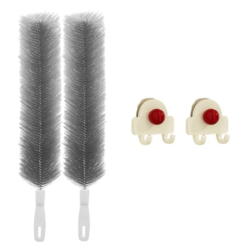 2Pcs Flexible Duster with Bendable Microfiber Head, Reusable Dust Remover, Fan Brush Cleaner for Ceiling Fans, Blinds, Furniture, Cars, Home Cleaning Tool with Soft Washable Fiber Head (Grey*2) - color: Grey*2