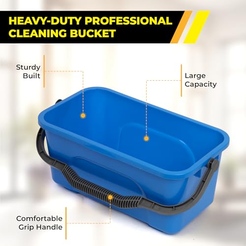 3-Gallon Heavy-Duty Cleaning Bucket - Durable High-Grade Plastic, Rectangular Design for Window Washing & General Cleaning, Sturdy Comfort-Grip Handle, Compact & Easy Storage