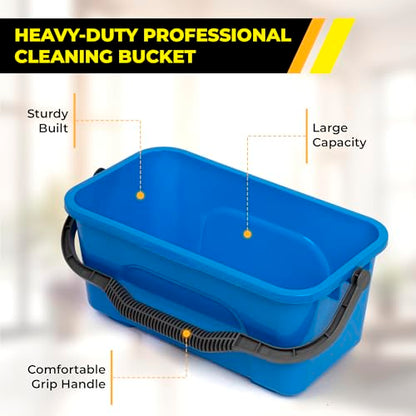 3-Gallon Heavy-Duty Cleaning Bucket - Durable High-Grade Plastic, Rectangular Design for Window Washing & General Cleaning, Sturdy Comfort-Grip Handle, Compact & Easy Storage