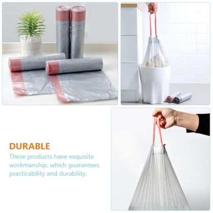 STOBAZA Drawstring Garbage Bags 5 Rolls Thick Disposable Plastic Rubbish Bags Heavy-duty Kitchen Trash Can Liners Household Trash Storage Pouches Random Color