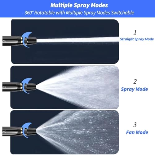 Garden Hose Nozzle Set for 1/2 Inch Hose, Adjustable Concentrated Spray Nozzle with 3 Universal Faucet Adapters, Heavy Duty Alloy Water Nozzle for Car Washing, Lawn Watering, Patio Cleaning