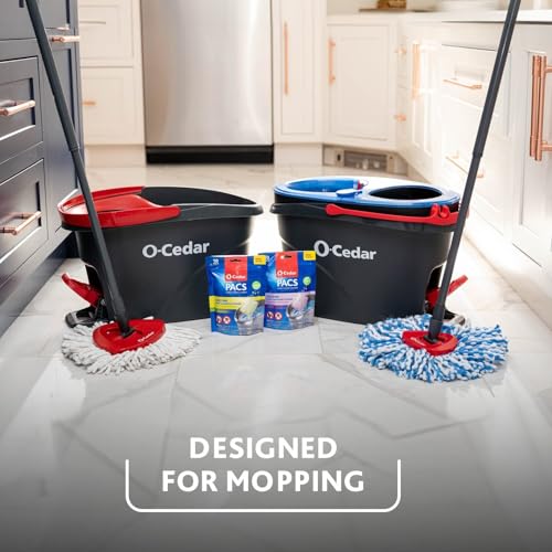 O-Cedar EasyWring RinseClean Microfiber Spin Mop & Bucket Floor Cleaning System with 1 Extra Refill with Citrus and Lavender Pacs (Variety Pack) - style: RinseClean Spin Mop & Bucket + 1 Extra Refill + Citrus & Lavender PACS