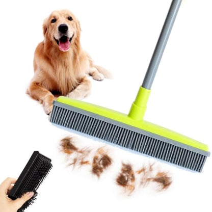 Pet Hair Remover Broom, Multifunctional Magic Broom, Rubber Broom Pet Hair Remover, Heavy Duty Pets Hairs Remove, Pets Hairs Removal Brooms for Carpets/Mats/Couch, Retractable (Green) - color: Green