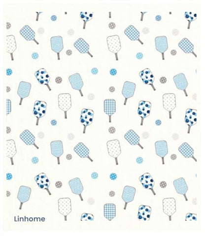 Pickleball Swedish Dishcloth, Reusable Paper Towel, Super Absorbent Cellulose Sponge, Pickleball Pattern, Washable Kitchen Cleaning Cloth (2, Watercolor Baby Pink and Blues Stripe) - color: Watercolor Baby Pink and Blues Stripe