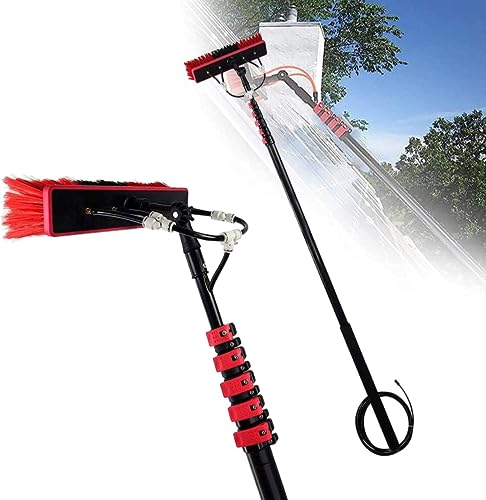 Solar Panel Cleaner Brush Kit - 12ft-30ft Extendable Water Fed Brush for Cleaning Solar Panels, Windows, and Cars - 3-in-1 Aluminum Outdoor Cleaning Tool - size: 36FT / 10.8M