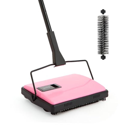 Yocada Manual Carpet Sweeper Cleaner Household Sweeper with Extra Brush Lightweight Hand Push Non-Electric for Home Office Low&Undercoat Carpets Rugs Pet Hair Dust Scraps Paper Small Rubbish Cleaning