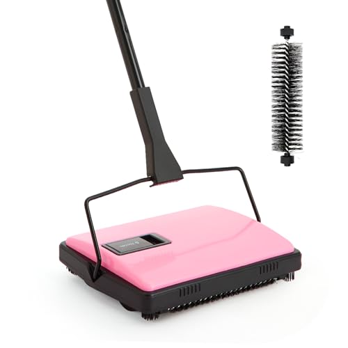 Yocada Manual Carpet Sweeper Cleaner Household Sweeper with Extra Brush Lightweight Hand Push Non-Electric for Home Office Low&Undercoat Carpets Rugs Pet Hair Dust Scraps Paper Small Rubbish Cleaning