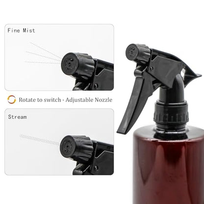 OFFIDIX 360° Water Spray Bottle 2 Pack 16 oz Continuous Plastic Empty Spray Bottles Mister for Hair,Cleaning,Plants,Upside Down,Fine Mist and Stream Setting,Amber - color: Amber