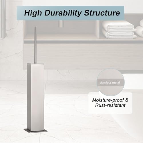 Brushed Nickel Toilet Brush and Holder,Toilet Bowl Brush with Extra Long Handle - color: Brushed Nickel