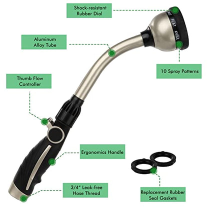 RESTMO Watering Wand Heavy Duty, Metal Water Hose Sprayer for Garden, High Pressure | Thumb Flow Control | On/Off Valve, Ideal for Outdoor Lawn & Plant Watering, Car & Pet Washing