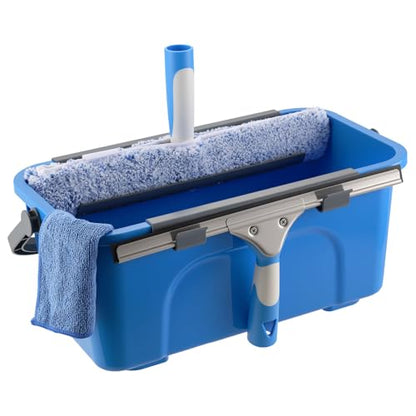 Mitclear Professional Window Cleaning Kit with Bucket 3 Gallon, 14'' Silicone Squeegee, 14'' Microfiber Scrubber, Cloth, Window Washing Equipment Cleaner Tools, Commercial & Home, Car, Outdoor - style: Window Cleaning Kit