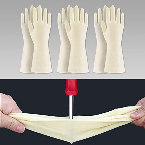 BOOMJOY Nitrile Cleaning Gloves, Heavy Duty Dishwashing Gloves, Reusable Large Gloves for Kitchen, Bathroom, Gardening, Working, Pet Care - White, 3 Pairs, Size L - color: White, size: Large (Pack of 6)