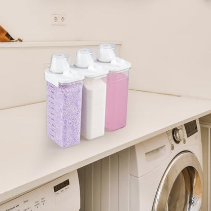 Sandmovie 3 Packs Laundry Detergent Dispenser, 78 Oz Clear Plastic Laundry Soap Containers with Scale