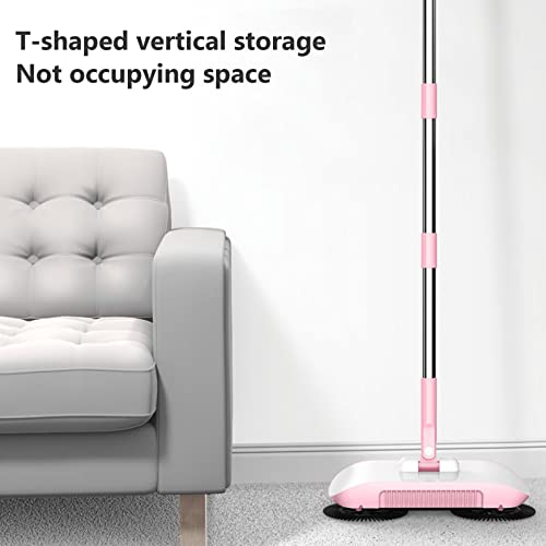 Carpet Cleaner Brush, 2 in 1 Manual Vacuum Sweeper, 180 Degree Rotating Sweeping Mop, Hand Push Sweeper, Home Cleaning Tool for Cleaning Pet Hair, Loose Debris, Lint (Pink) - color: Pink