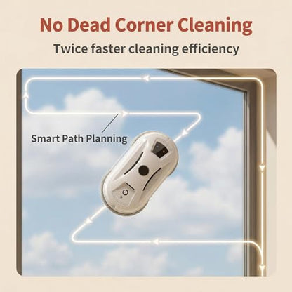SakerPlus Automatic Smart Window Cleaning Robot, Glass Cleaner with Dual Rotating Pads, Smart Path Navigation, Remote Control, Backup Power Up to 20 Min, for Windows, Mirrors & Tiles