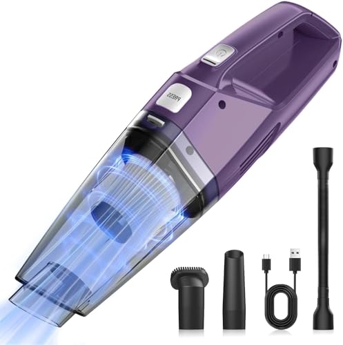 Bossdan Handheld Vacuum Cordless – Car Vac Portable with 8KPA & Multi Accessories & Low Noise, Lightweight Hand Held Vacuum Cordless Rechargeable for Car/Home/Dust/Pet Hair, Mine Portable Vacuum - color: Light Purple